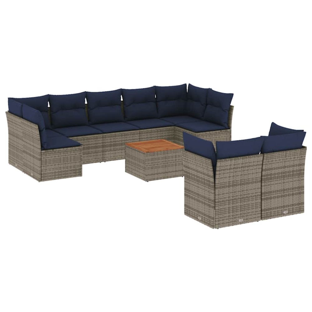 vidaXL Set canapele de grădină cu perne, 10 piese, gri, poliratan