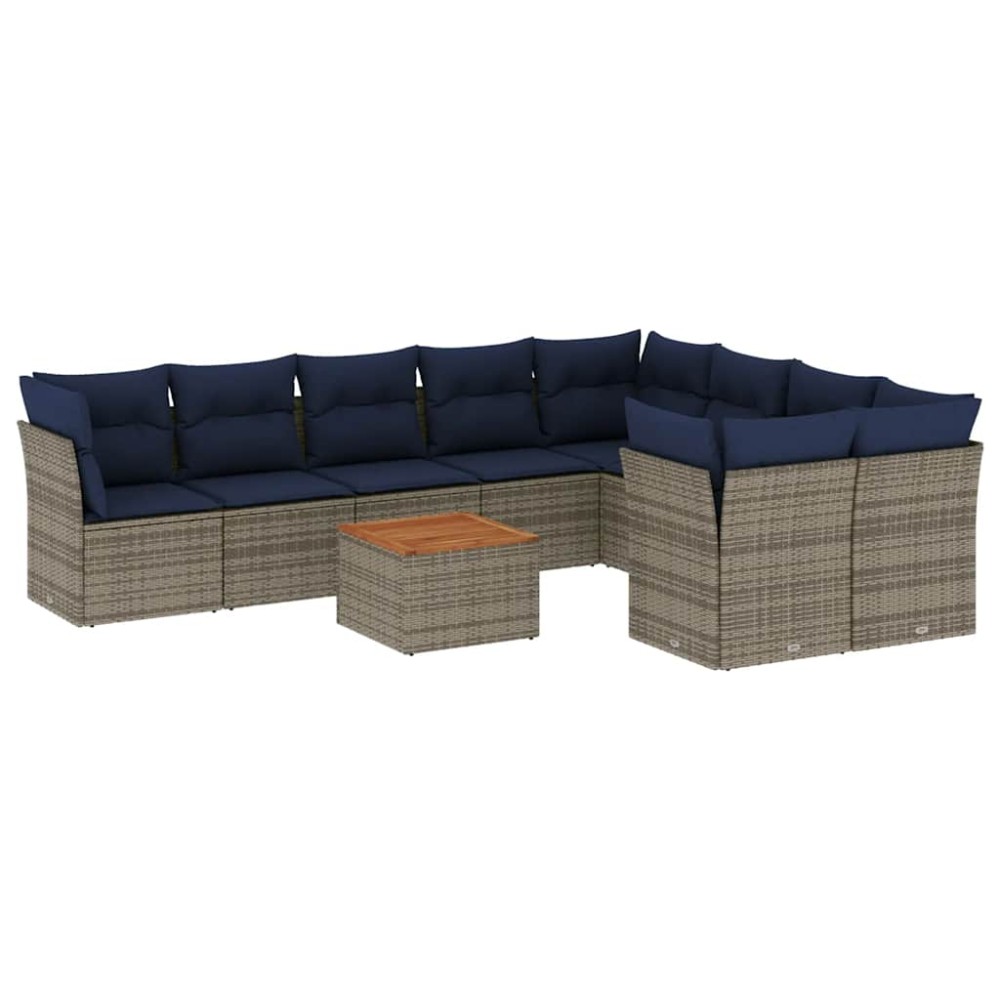 vidaXL Set canapele de grădină cu perne, 10 piese, gri, poliratan