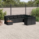 vidaXL Set canapele de grădină cu perne, 10 piese, negru, poliratan vidaXL Set canapele de grădină cu perne, 10 piese, negru, poliratan