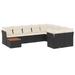 vidaXL Set canapele de grădină cu perne, 10 piese, negru, poliratan