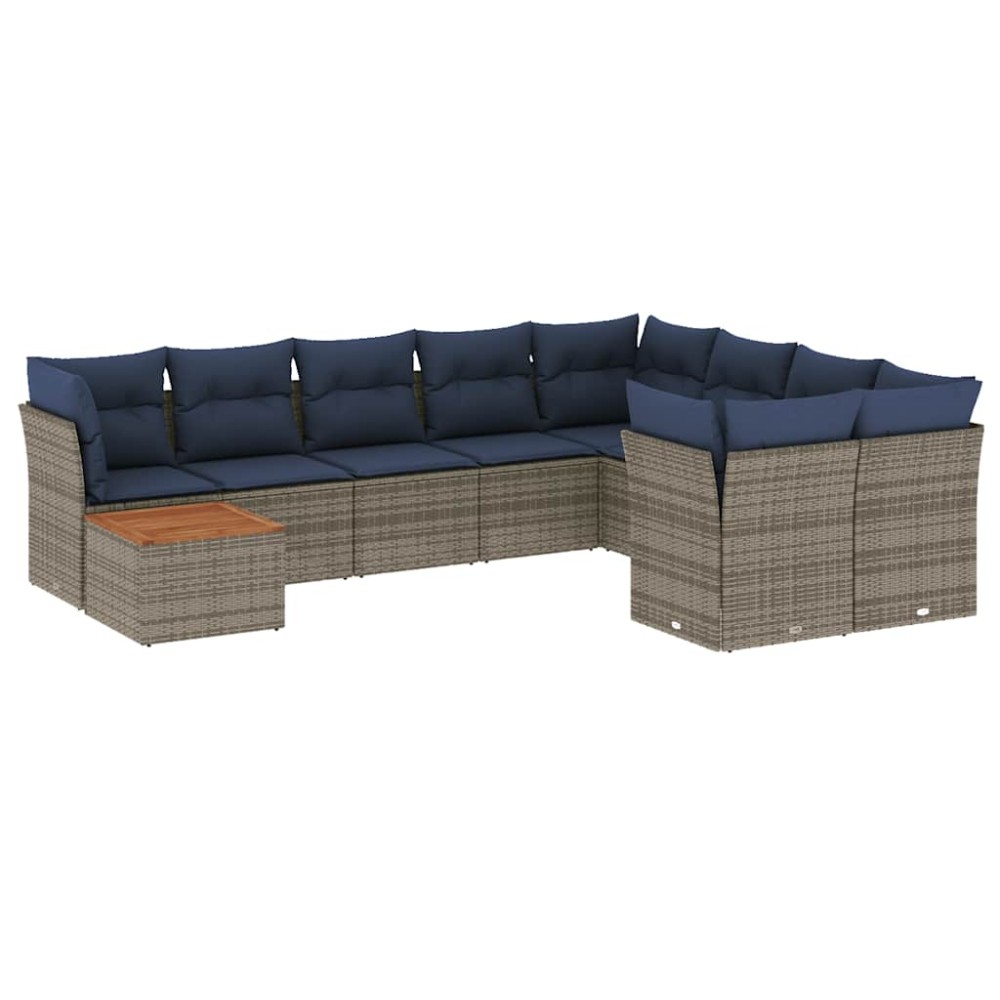 vidaXL Set canapele de grădină cu perne, 10 piese, gri, poliratan