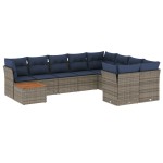 vidaXL Set canapele de grădină cu perne, 10 piese, gri, poliratan