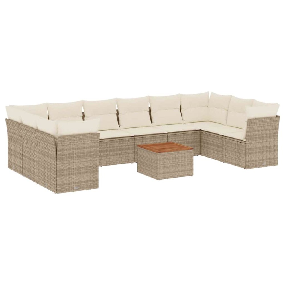 vidaXL Set canapele de grădină cu perne, 11 piese, bej, poliratan