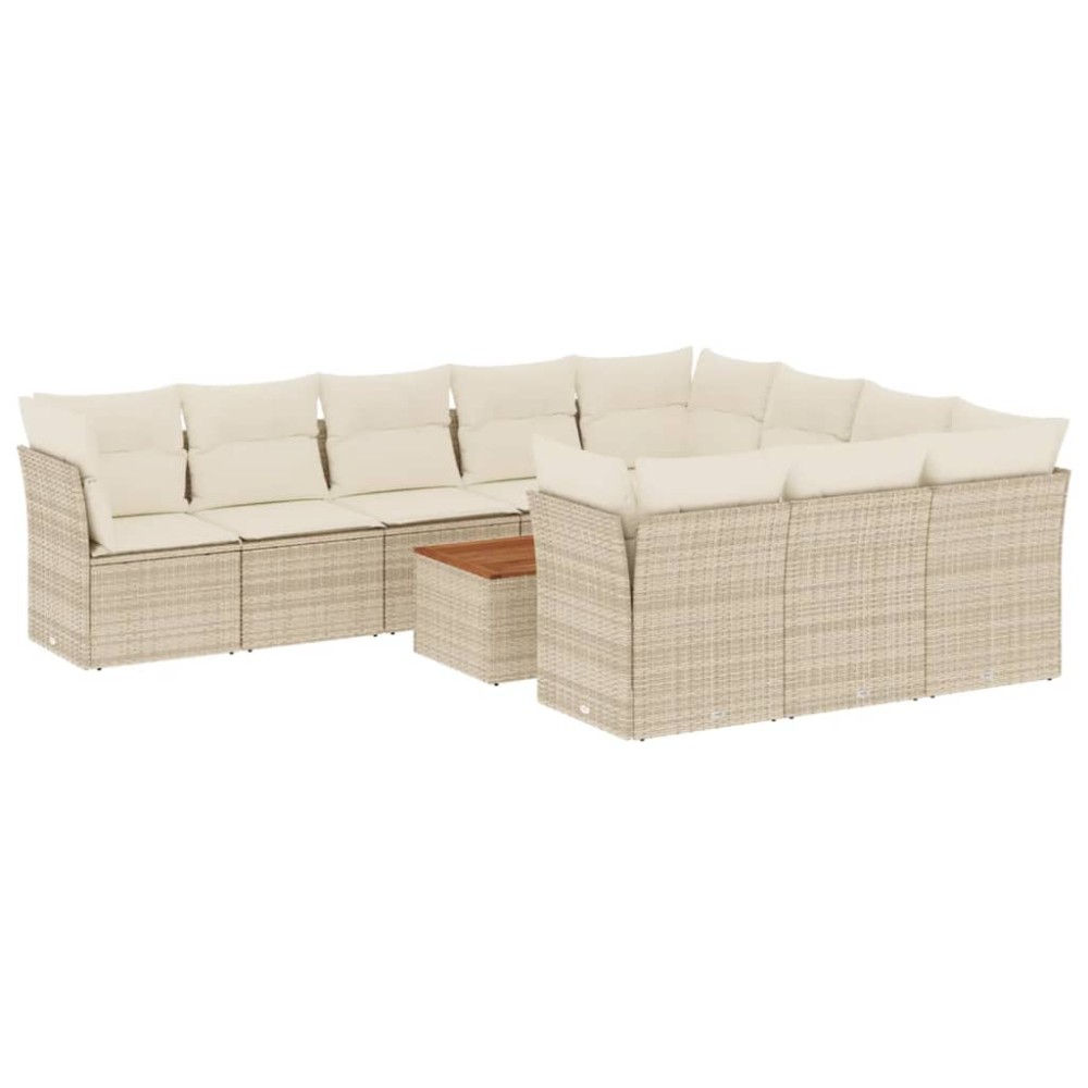vidaXL Set canapele de grădină cu perne, 11 piese, bej, poliratan