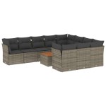 vidaXL Set canapele de grădină cu perne, 11 piese, gri, poliratan