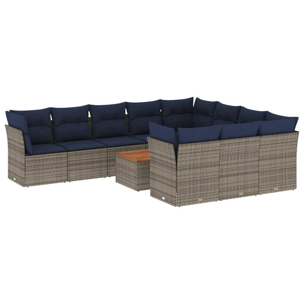 vidaXL Set canapele de grădină cu perne, 11 piese, gri, poliratan