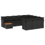 vidaXL Set canapele de grădină cu perne, 11 piese, negru, poliratan