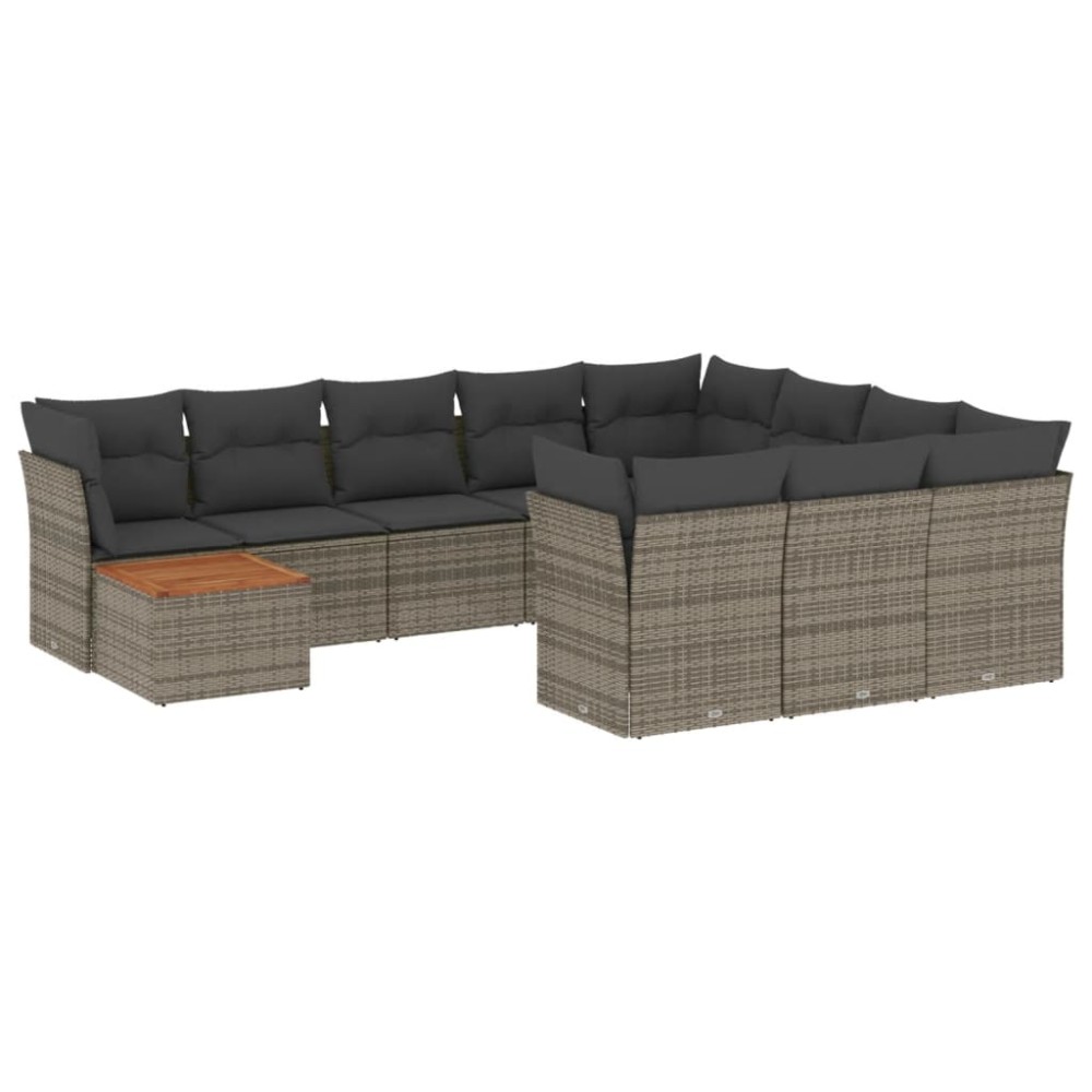vidaXL Set canapele de grădină cu perne, 11 piese, gri, poliratan