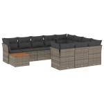 vidaXL Set canapele de grădină cu perne, 11 piese, gri, poliratan vidaXL Set canapele de grădină cu perne, 11 piese, gri, poliratan