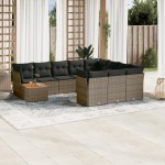 vidaXL Set canapele de grădină cu perne, 11 piese, gri, poliratan vidaXL Set canapele de grădină cu perne, 11 piese, gri, poliratan