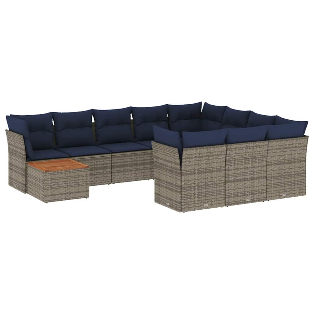 vidaXL Set canapele de grădină cu perne, 11 piese, gri, poliratan