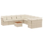 vidaXL Set canapele de grădină cu perne, 11 piese, bej, poliratan