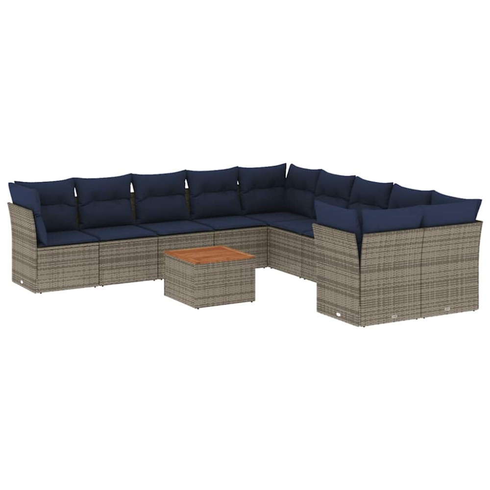 vidaXL Set canapele de grădină cu perne, 11 piese, gri, poliratan