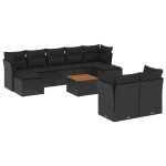 vidaXL Set canapele de grădină cu perne, 10 piese, negru, poliratan vidaXL Set canapele de grădină cu perne, 10 piese, negru, poliratan