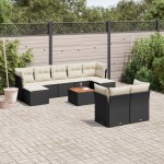 vidaXL Set canapele de grădină cu perne, 10 piese, negru, poliratan vidaXL Set canapele de grădină cu perne, 10 piese, negru, poliratan