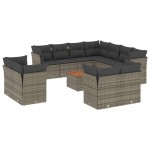 vidaXL Set canapea de grădină cu perne, 12 piese, gri, poliratan vidaXL Set canapea de grădină cu perne, 12 piese, gri, poliratan