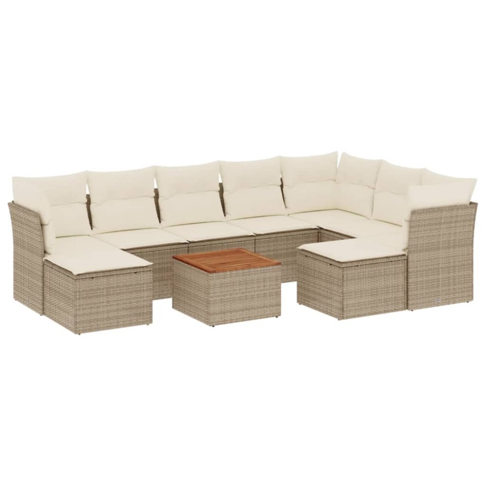 vidaXL Set canapele de grădină cu perne, 10 piese, bej, poliratan