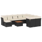 vidaXL Set canapele de grădină cu perne, 11 piese, negru, poliratan vidaXL Set canapele de grădină cu perne, 11 piese, negru, poliratan