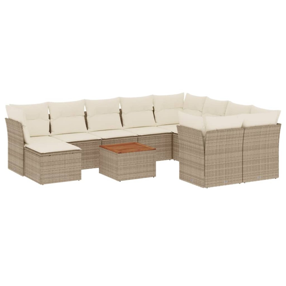 vidaXL Set canapele de grădină cu perne, 11 piese, bej, poliratan