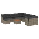 vidaXL Set canapea de grădină cu perne, 12 piese, gri, poliratan vidaXL Set canapea de grădină cu perne, 12 piese, gri, poliratan