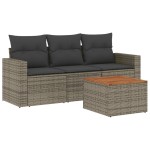 vidaXL Set canapea de grădină cu perne, 4 piese, gri, poliratan vidaXL Set canapea de grădină cu perne, 4 piese, gri, poliratan