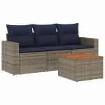 vidaXL Set canapea de grădină cu perne, 4 piese, gri, poliratan