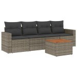 vidaXL Set canapea de grădină cu perne, 5 piese, gri, poliratan vidaXL Set canapea de grădină cu perne, 5 piese, gri, poliratan