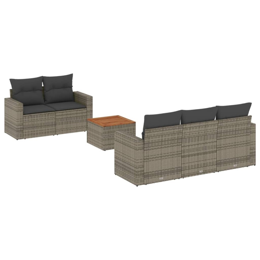 vidaXL Set mobilier grădină cu perne, 6 piese, gri, poliratan