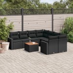 vidaXL Set mobilier de grădină cu perne, 9 piese, negru, poliratan vidaXL Set mobilier de grădină cu perne, 9 piese, negru, poliratan