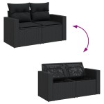 vidaXL Set mobilier de grădină cu perne, 9 piese, negru, poliratan vidaXL Set mobilier de grădină cu perne, 9 piese, negru, poliratan