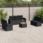 vidaXL Set mobilier de grădină cu perne, 8 piese, negru, poliratan vidaXL Set mobilier de grădină cu perne, 8 piese, negru, poliratan