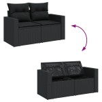 vidaXL Set mobilier de grădină cu perne, 9 piese, negru, poliratan