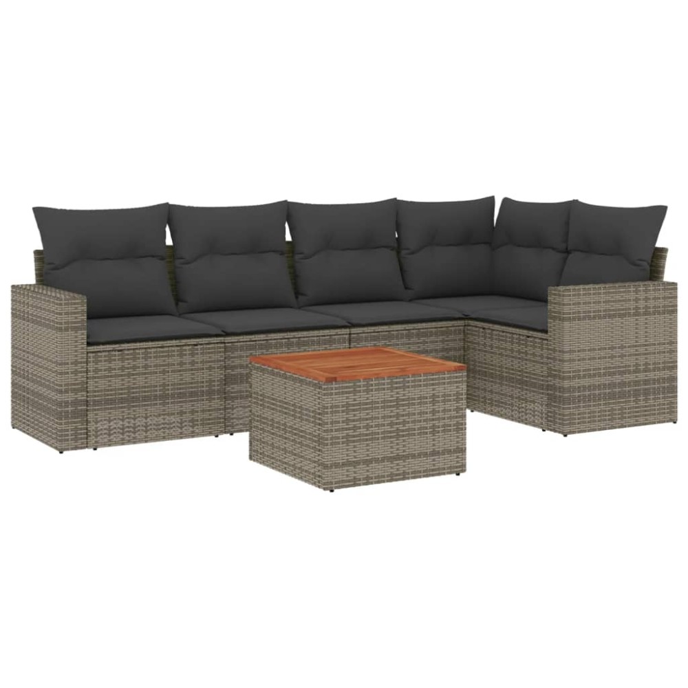 vidaXL Set mobilier grădină cu perne, 6 piese, gri, poliratan