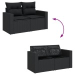 vidaXL Set mobilier de grădină cu perne, 9 piese, negru, poliratan