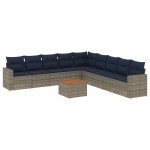 vidaXL Set canapele de grădină cu perne, 10 piese, gri, poliratan