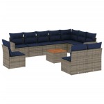 vidaXL Set canapele de grădină cu perne, 11 piese, gri, poliratan