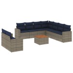 vidaXL Set canapele de grădină cu perne, 10 piese, gri, poliratan