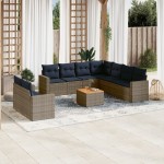 vidaXL Set canapele de grădină cu perne, 10 piese, gri, poliratan