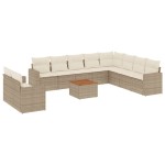 vidaXL Set canapele de grădină cu perne, 11 piese, bej, poliratan