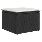 vidaXL Set mobilier de grădină cu perne, 9 piese, negru, poliratan
