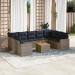 vidaXL Set canapele de grădină cu perne, 10 piese, gri, poliratan