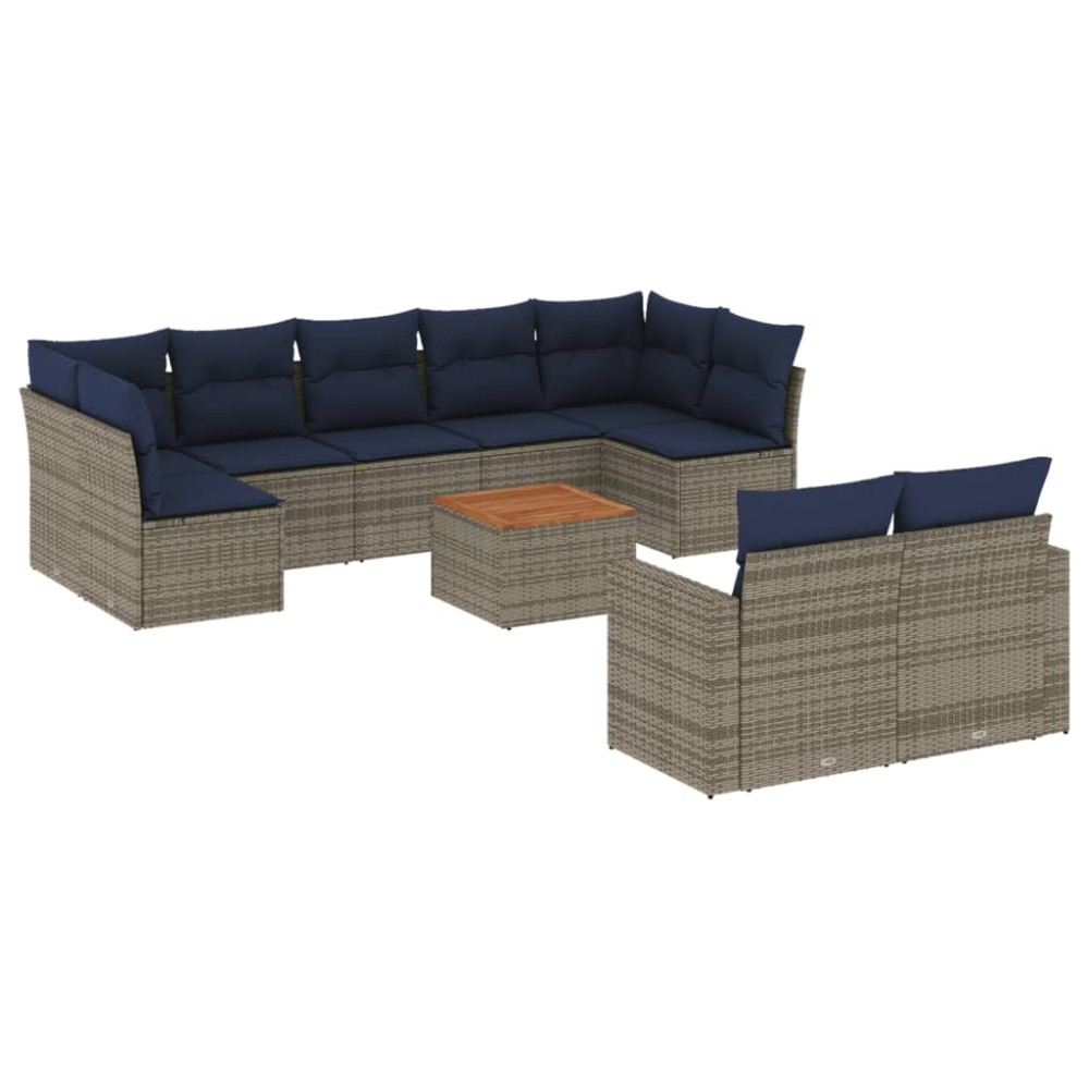 vidaXL Set canapele de grădină cu perne, 10 piese, gri, poliratan