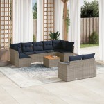 vidaXL Set canapele de grădină cu perne, 10 piese, gri, poliratan