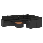 vidaXL Set canapele de grădină cu perne, 10 piese, negru, poliratan vidaXL Set canapele de grădină cu perne, 10 piese, negru, poliratan