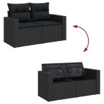 vidaXL Set canapele de grădină cu perne, 10 piese, negru, poliratan vidaXL Set canapele de grădină cu perne, 10 piese, negru, poliratan