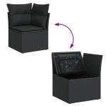 vidaXL Set canapele de grădină cu perne, 10 piese, negru, poliratan vidaXL Set canapele de grădină cu perne, 10 piese, negru, poliratan