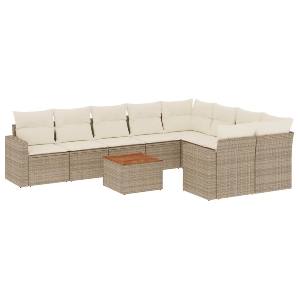 vidaXL Set canapele de grădină cu perne, 10 piese, bej, poliratan