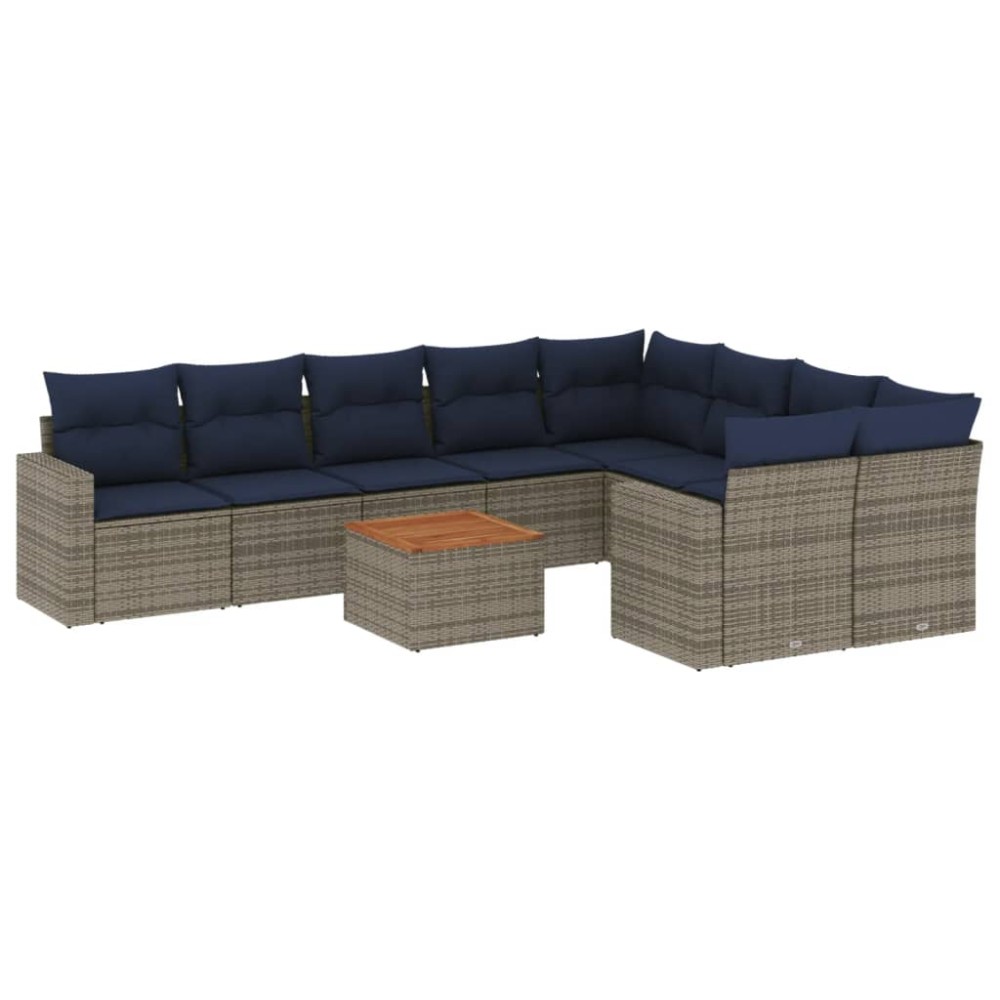 vidaXL Set canapele de grădină cu perne, 10 piese, gri, poliratan