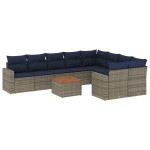 vidaXL Set canapele de grădină cu perne, 10 piese, gri, poliratan