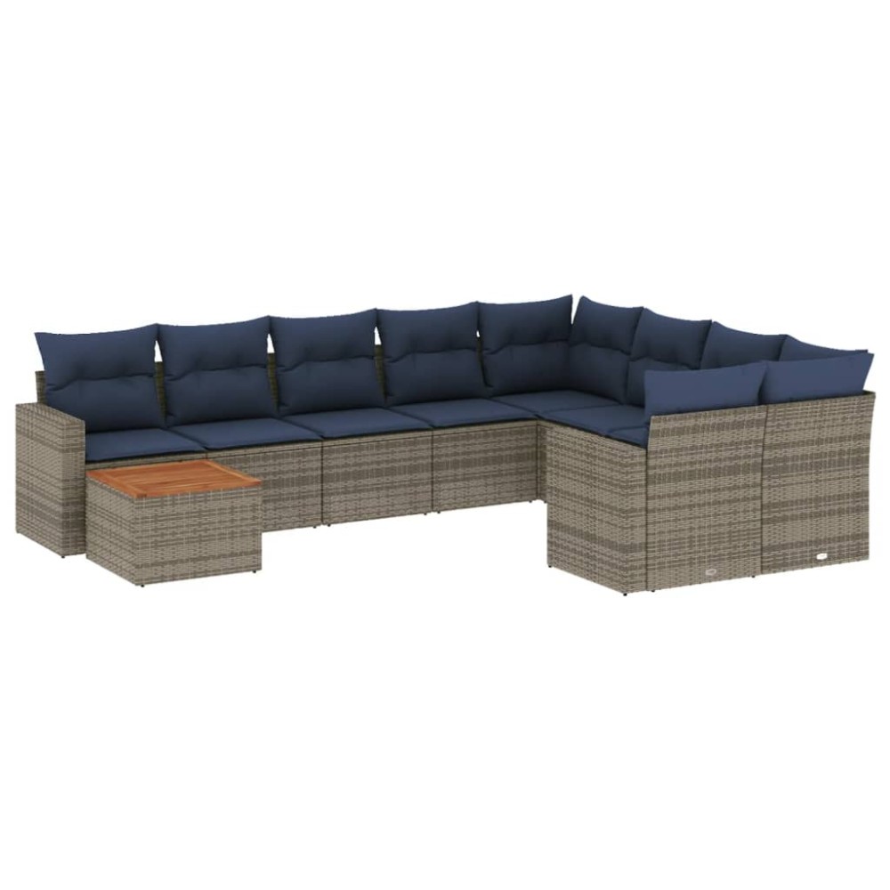vidaXL Set canapele de grădină cu perne, 10 piese, gri, poliratan
